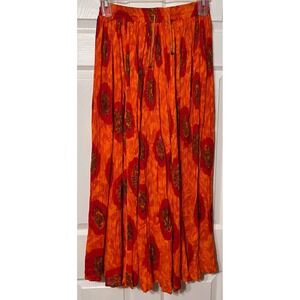 24 Karat Orange Red Tie Dye Broomstick Maxi Skirt Cotton One Size Made in India